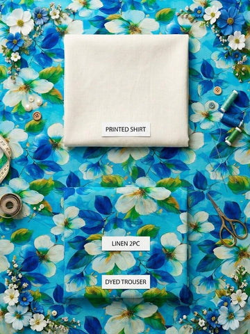 Premium 2-Piece Printed Linen Suit – Elegant & Comfortable