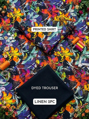 Premium 2-Piece Printed Linen Suit – Elegant & Comfortable