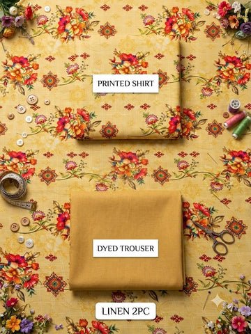 Premium 2-Piece Printed Linen Suit – Elegant & Comfortable