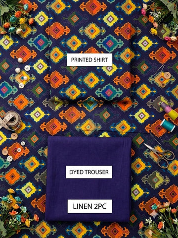 Premium 2-Piece Printed Linen Suit – Elegant & Comfortable