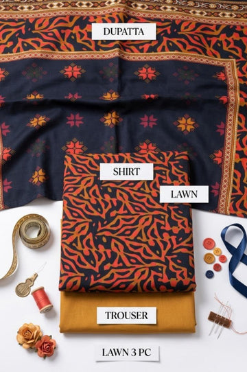 Premium Lawn 3 Piece Printed Suit