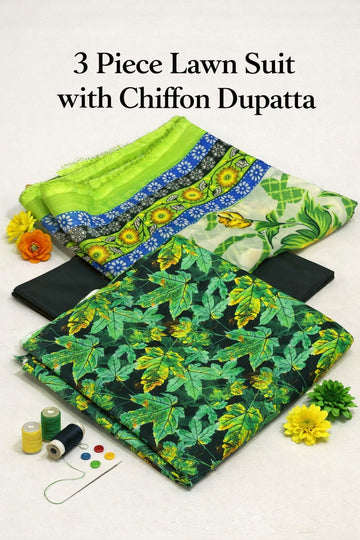 Premium Original Lawn 3-Piece Suit with Chiffon Dupatta
