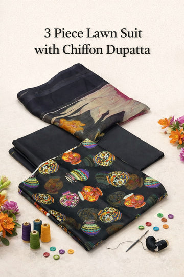 Premium Original Lawn 3-Piece Suit with Chiffon Dupatta