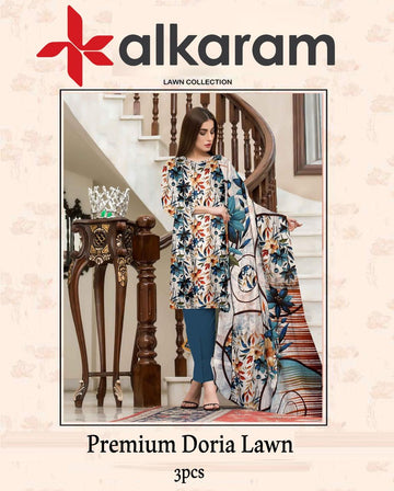 AL-KARAM Original Lawn Bana Dora 3PC Suit