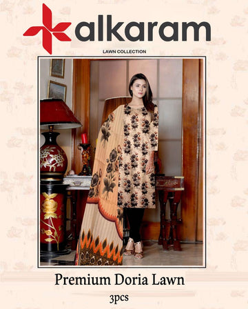AL-KARAM Original Lawn Bana Dora 3PC Suit