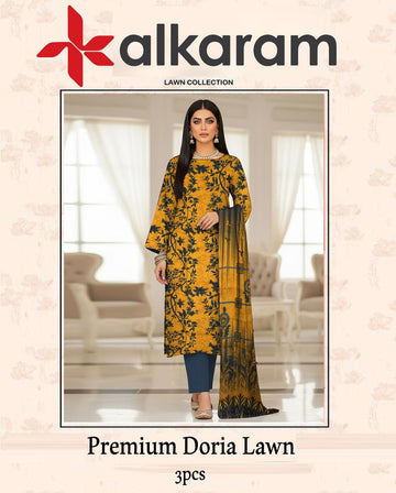 AL-KARAM Original Lawn Bana Dora 3PC Suit