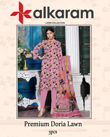 AL-KARAM Original Lawn Bana Dora 3PC Suit