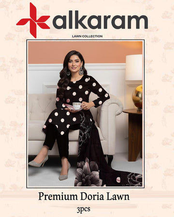 AL-KARAM Original Lawn Bana Dora 3PC Suit