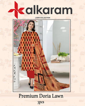 AL-KARAM Original Lawn Bana Dora 3PC Suit