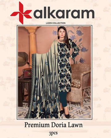 AL-KARAM Original Lawn Bana Dora 3PC Suit
