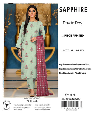 SAPPHIRE Premium Lawn Bana Dora 3PC Suit