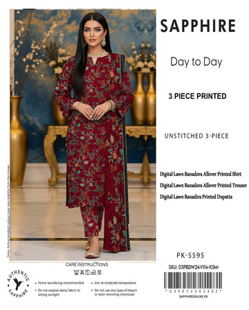 SAPPHIRE Premium Lawn Bana Dora 3PC Suit