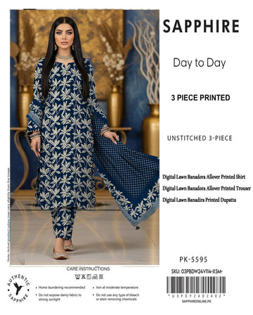 SAPPHIRE Premium Lawn Bana Dora 3PC Suit