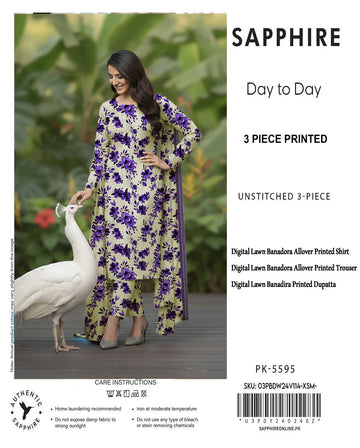 SAPPHIRE Premium Lawn Bana Dora 3PC Suit