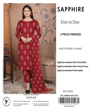 SAPPHIRE Premium Lawn Bana Dora 3PC Suit
