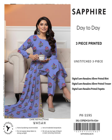 SAPPHIRE Premium Lawn Bana Dora 3PC Suit