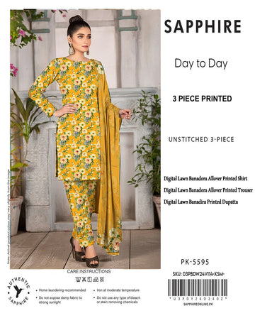 SAPPHIRE Premium Lawn Bana Dora 3PC Suit