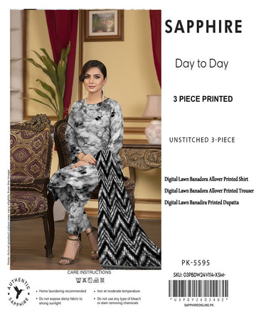 SAPPHIRE Premium Lawn Bana Dora 3PC Suit