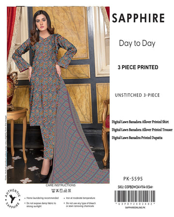 SAPPHIRE Premium Lawn Bana Dora 3PC Suit