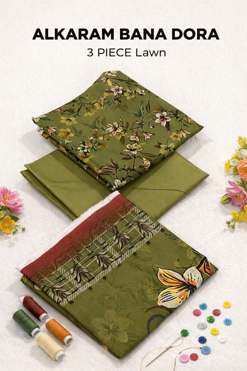 AL-KARAM Original Lawn Bana Dora 3PC Suit
