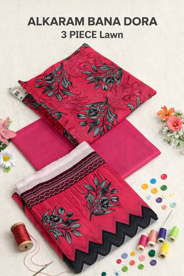 AL-KARAM Original Lawn Bana Dora 3PC Suit