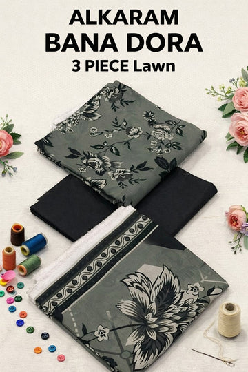 AL-KARAM Original Lawn Bana Dora 3PC Suit