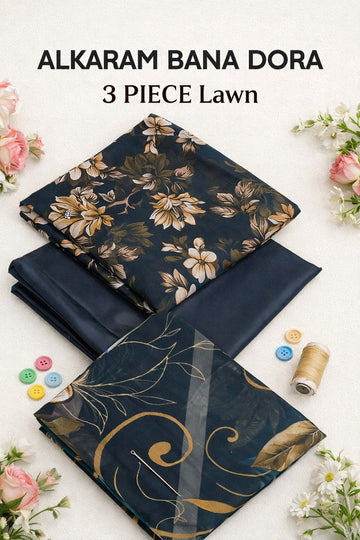 AL-KARAM Original Lawn Bana Dora 3PC Suit