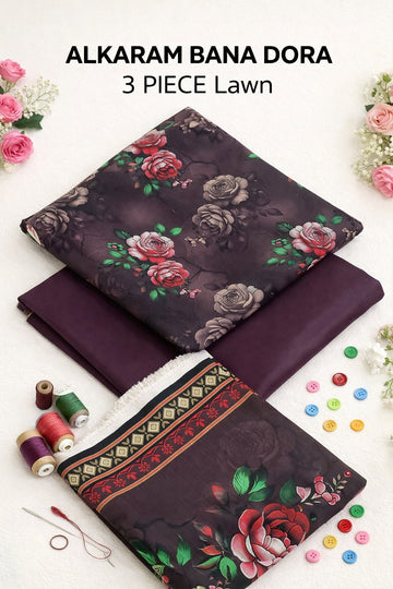 AL-KARAM Original Lawn Bana Dora 3PC Suit