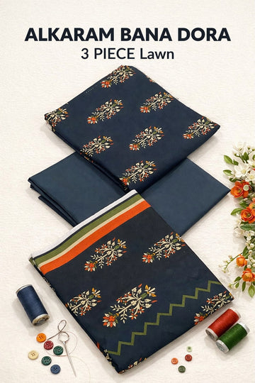 AL-KARAM Original Lawn Bana Dora 3PC Suit