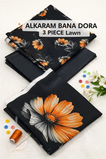 AL-KARAM Original Lawn Bana Dora 3PC Suit