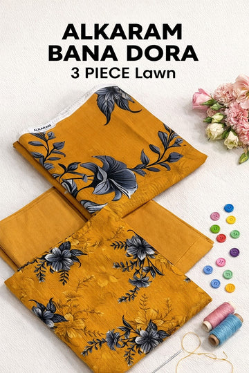 AL-KARAM Original Lawn Bana Dora 3PC Suit