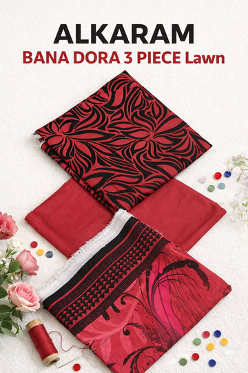 AL-KARAM Original Lawn Bana Dora 3PC Suit