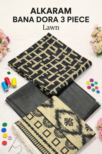 AL-KARAM Original Lawn Bana Dora 3PC Suit