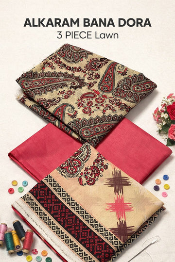 AL-KARAM Original Lawn Bana Dora 3PC Suit