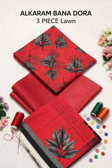 AL-KARAM Original Lawn Bana Dora 3PC Suit