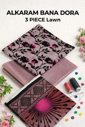 AL-KARAM Original Lawn Bana Dora 3PC Suit