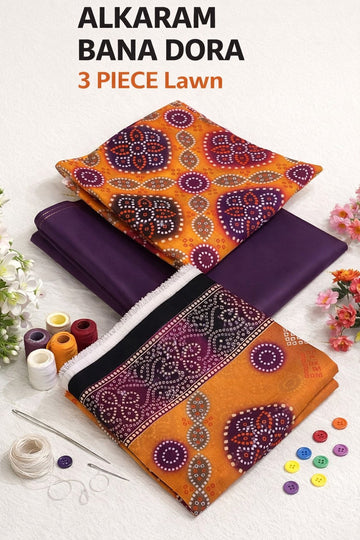 AL-KARAM Original Lawn Bana Dora 3PC Suit